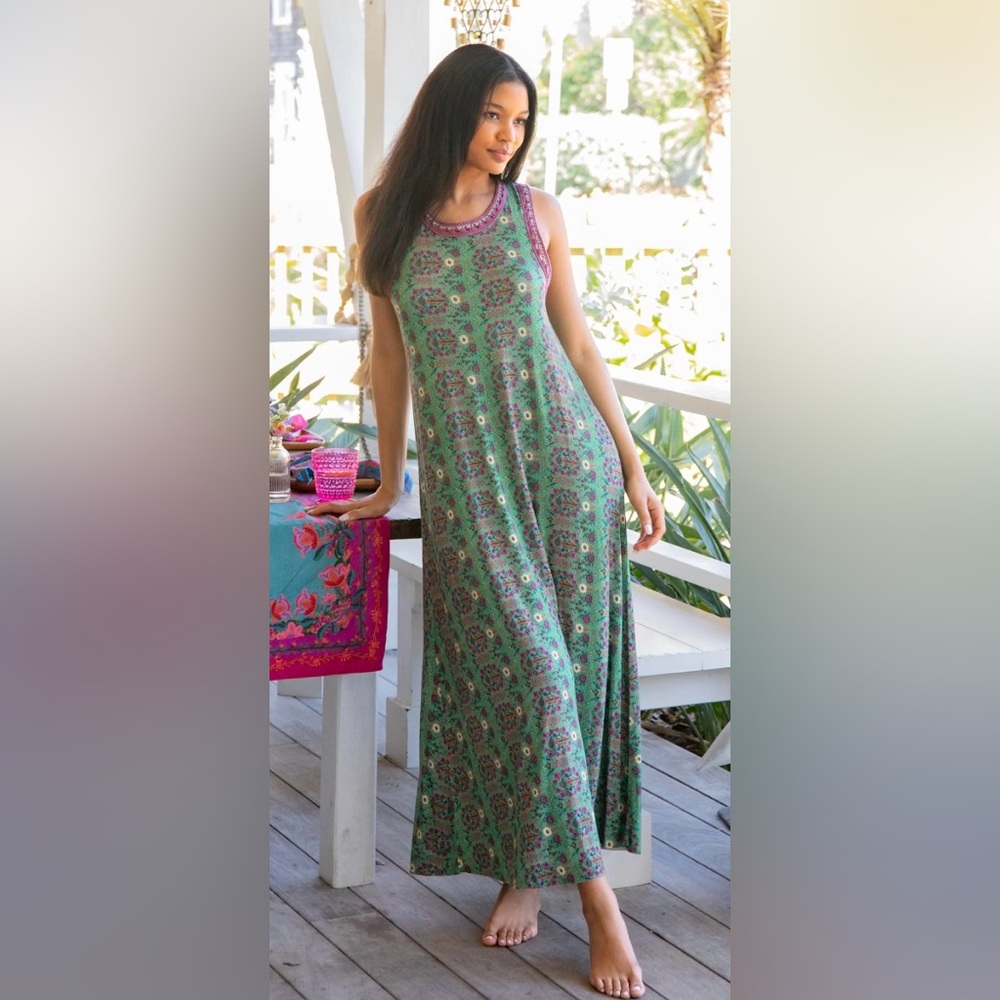 Floral Green Maxi Dress